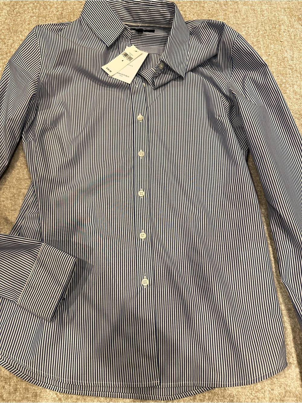 Banana Republic women’s Blue and White Pinstripe Dress Shirt